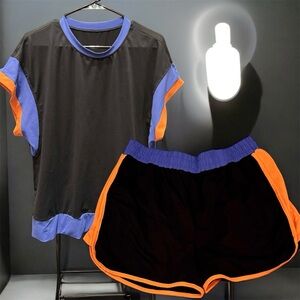 Black Blue stretchy Athletic Set XL